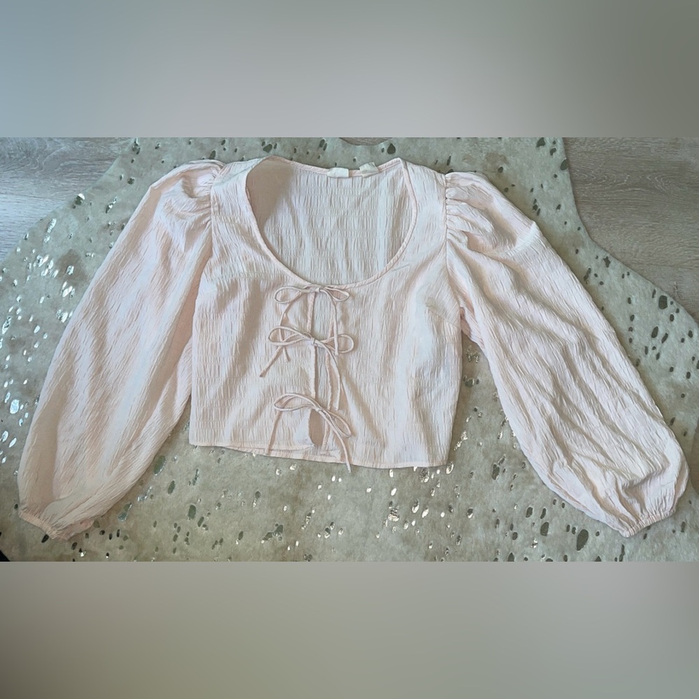 Levi's Pink Puff Sleeve Cropped Blouse XS